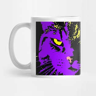 ANGRY CAT POP ART - VIOLET YELLOW BLACK Mug